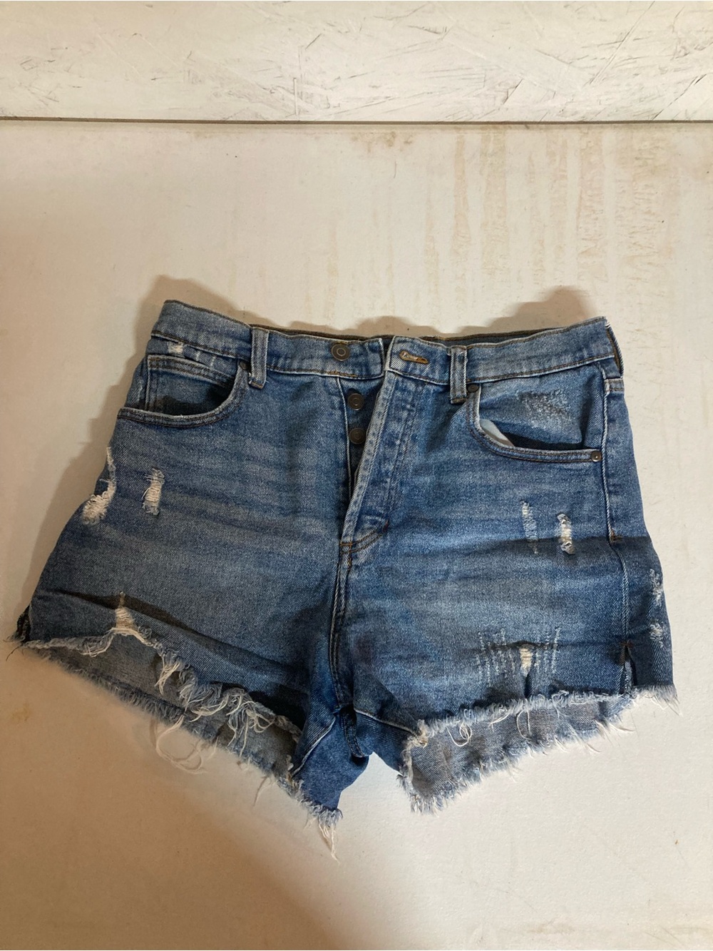 Fashion Nova Distressed Blue Denim Cutoff Shorts